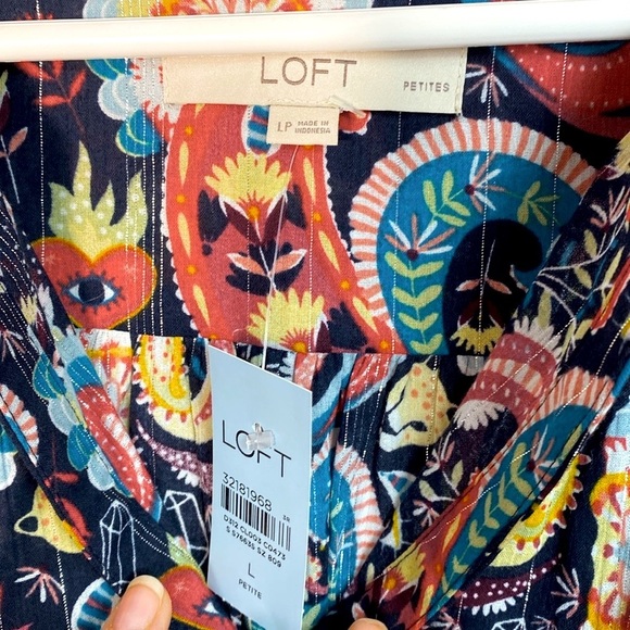 Loft Paisley Shimmer Mystical Creatures Print Top - Multicolor size LP - Picture 4 of 12